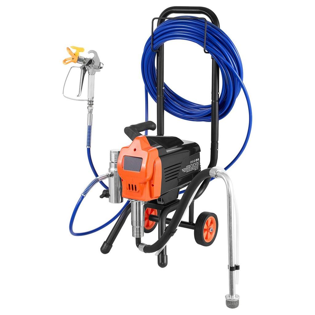 Stand Airless Paint Sprayer, 1500W, 3300PSI High Pressure Airless Sprayer with Cart, Cleaning Brush, Hose, Extension Rod, Nozzles, Electric Spray