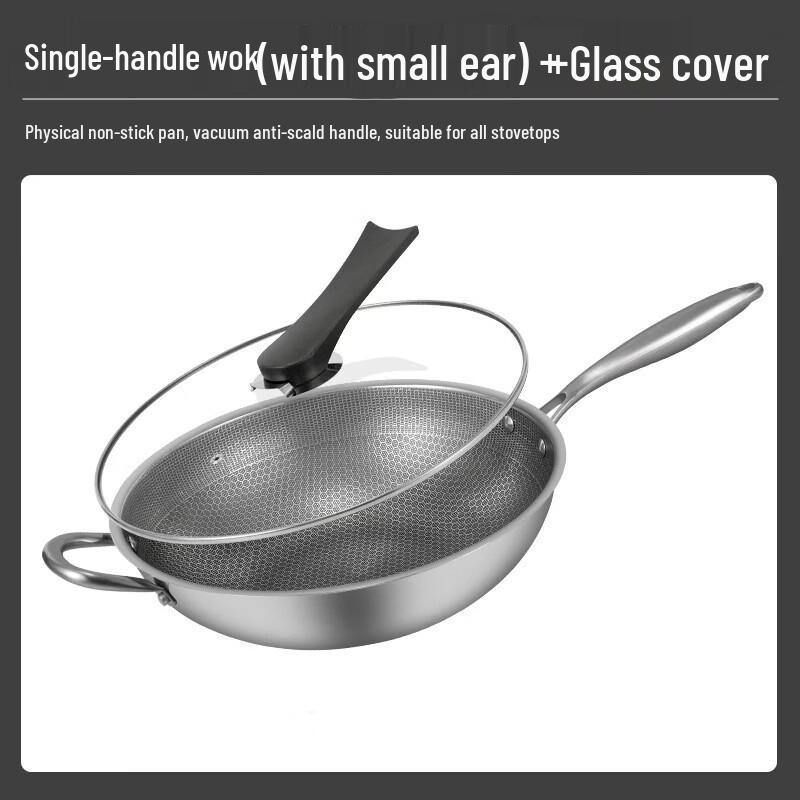 ZISIZ Stainless Steel Honeycomb Non-Stick Wok