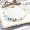 Moon Star Charm Faux Pearl Beads Bracelet Women Bangle Jewelry Gift