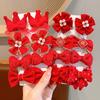 8Pcs/Set Kids Red Bows Hair Clips For Baby Girls Handmade Ribbon Bowknots Hairpins Barrettes  Year Christmas Hair Accessories