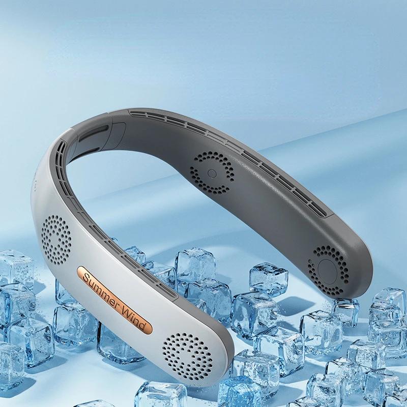 Neck Fan 4 Turbo 2400mAh Portable Ventilator Bladeless Cooling Mute Fan USB Rechargeable Wearable Neckband Fan for Outdoor Indor