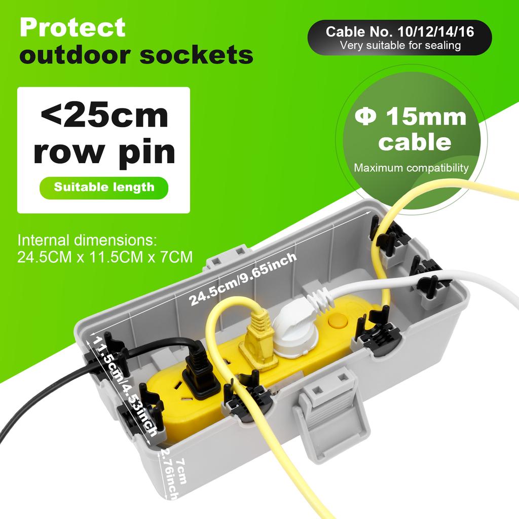IP54 Outdoor Waterproof Electrical Connection Box 25.8x12.7x9.5cm Weatherproof Cable Box for Protecting Extension Cables, Power