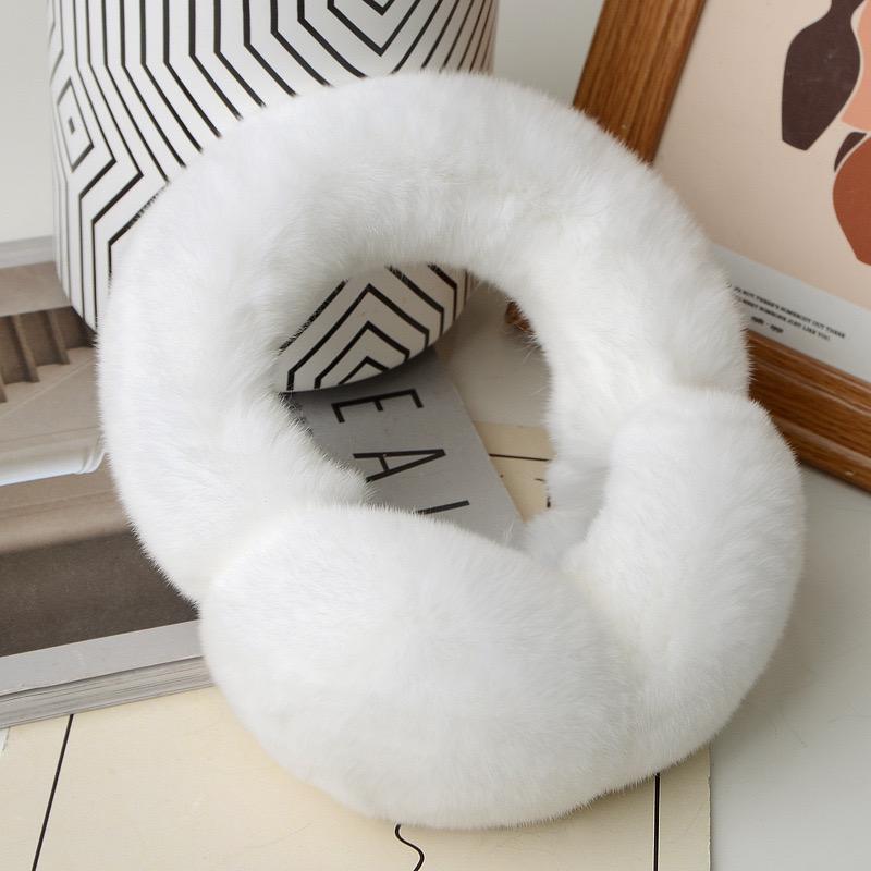 100% Natural Rex Rabbit Fur Ear Muffs Custom Cold Winter Comfort Furry Plush Warm Frostproof Collapsible Ear Muffs for Women