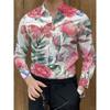 Men's Rose Graffiti Printed Long Sleeve Shirt, Collar Cardigan Shirt, European and American Trendy Casual Versatile Top