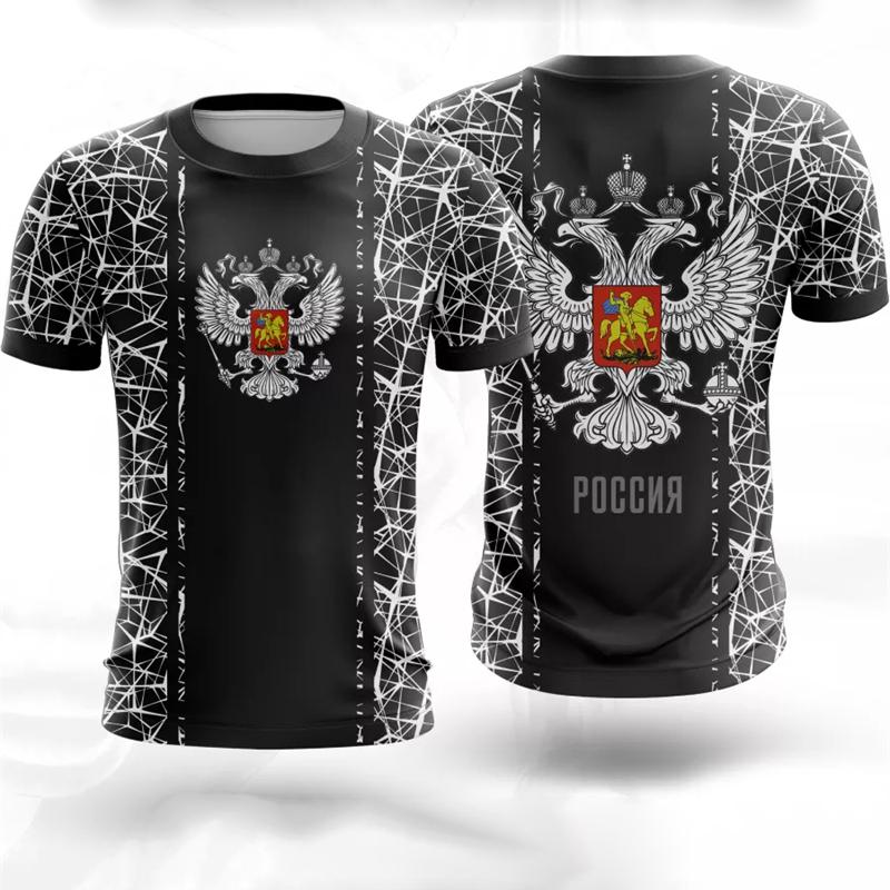 Russian Coat Of Arms T-shirt For Men's Clothes Camouflage Outdoor Sport Wear T Shirt Short Sleeve Tee Top Summer Women's T-shirt
