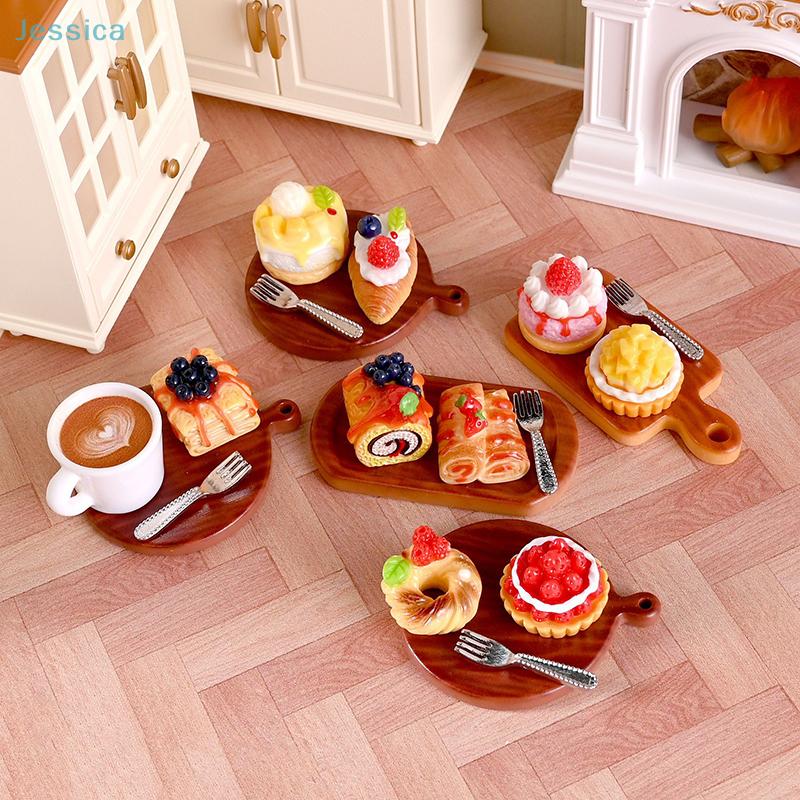 Doll House Mini Kitchen Cake And Dessert Set, Mini Food Toy Scene Props With Accessories Pretend Play Toys