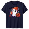 Halloween TShirt Ghost Pumpkin Iced Coffee Spooky Graphic Adults Kids Tee