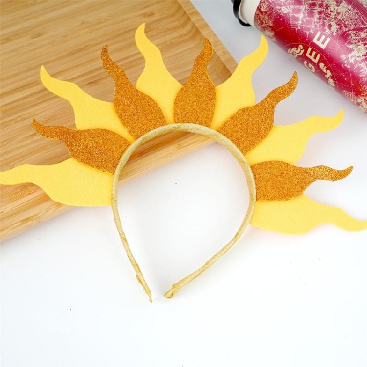 Fascia Glitterata Testa di Sole Fasce Fuoco Fascia Capelli Fiamma Feste Raves Accessori Capelli Corone Fuoco Copricapo per Halloween