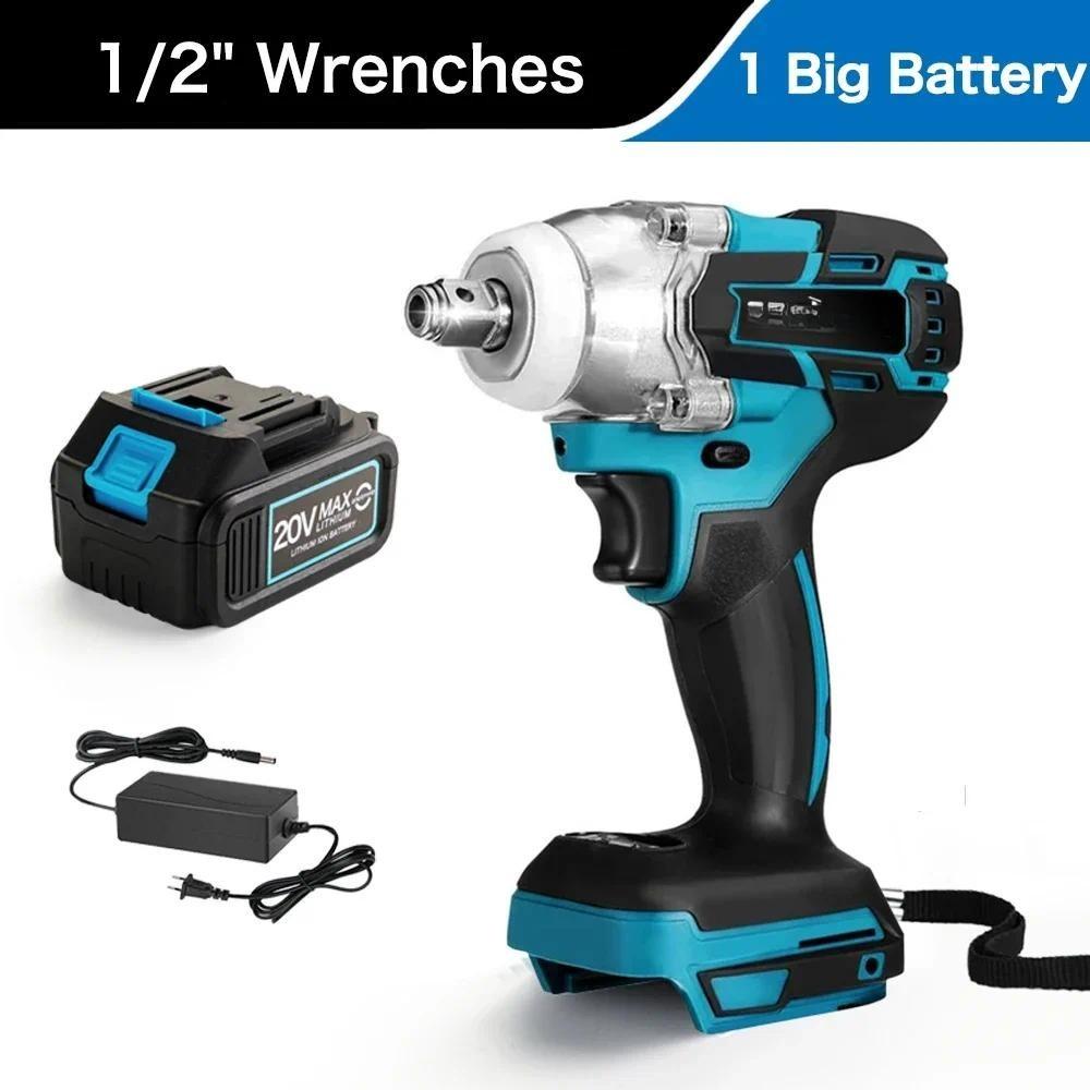 Cheie electrică de impact fără perii, fără fir, 2 în 1, 350N.M, 1/2", șurubelniță, baterie Li-ion, burghiu cu impact, sculă electrică