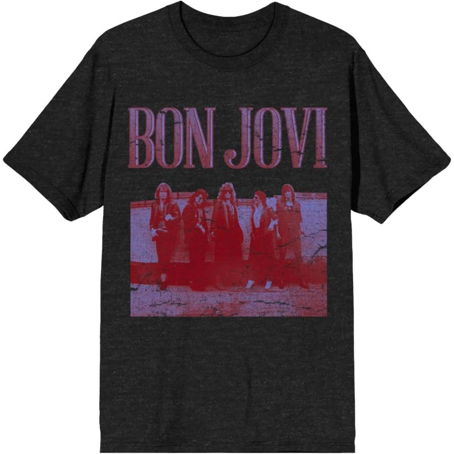 Bioworld Bon Jovi Distressed Band Heather Charcoal T-Shirt S