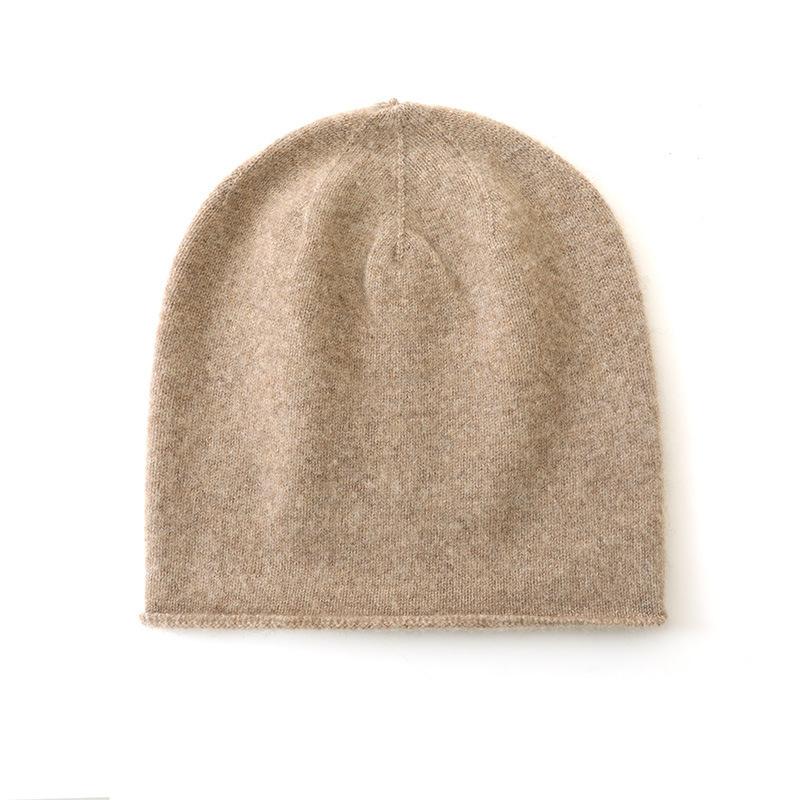 Weiche und klebrige Kaschmir-Mütze für Herbst und Winter, Unisex, einfarbig, warm, ohrenschützend, Wollmütze, einfache gestrickte Freizeitkappe