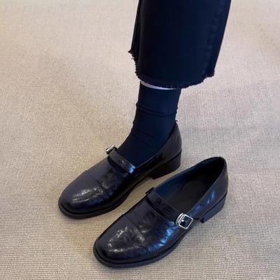 Echte Leder Damen Mary Jane Schuhe Vintage Mädchen Niedriger Absatz Lolita Schuhe Runde Spitze Uniform Kleine Lederschuhe Damen Loafer