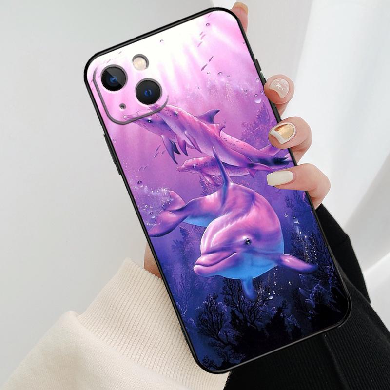 Cute Dolphin Ocean Phone Case For iPhone 17 Pro Max 15 14 13 11 12 16 Pro Max mini 15 16 Plus 16e 17 Air Cover