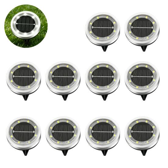 Solar Ground Lights, Glass In-Ground Landscape Lighting, Auto On/Off Waterproof LED Lawn Lamp for Garden Patio Walkway