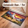 Horse Theme Soft Crystal Velvet Rug Custom Name & Text Print Non Slip Floor Rug for Bedroom Living Room