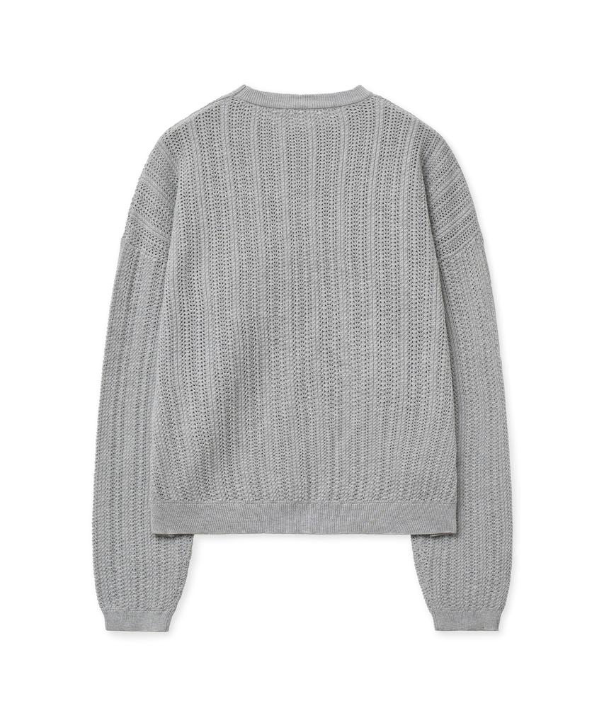 STANDARDERROR 87-Stan190 Country Oversized Color Block Lettering Knit Gray