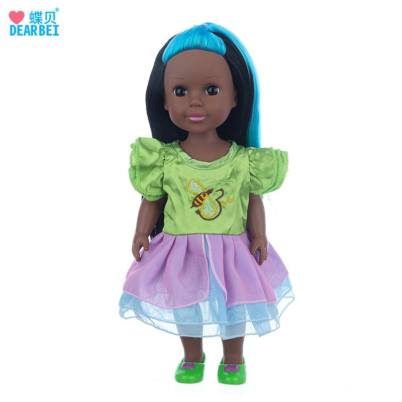 New 14 Inch Color Hair Black Baby American Girl Doll Children's Doll Dress Change Vinyl Doll Customization