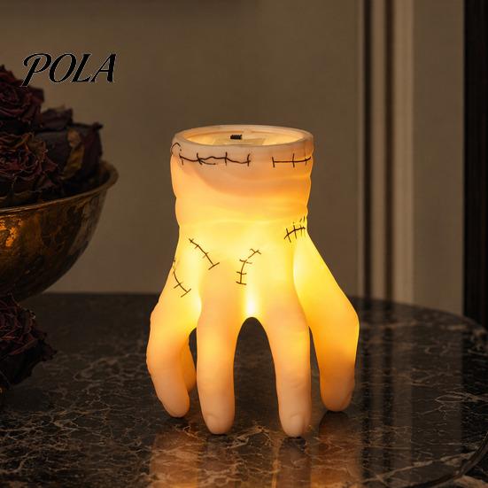 Halloween Themed Night Lamp Pumpkin/Hand/Stump Light, Spooky LED Decorative Indoor Light Atmosphere for Outdoor Party Tabletop Decor Flameless Candle