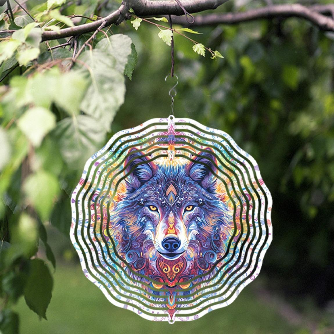 

Fox Themed Metal Wind Chime 10 Inch Laser Cut Outdoor Garden Decor with Vibrant Blue Purple Artwork 360 Degree Rotation Hook Indoor 01A