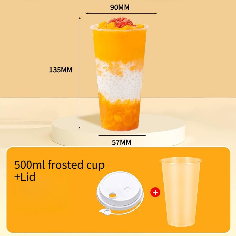 90mm Mouth Commercial PP Injection Cups  Disposable Milk Tea Cups with Lids Thickened High Transparent Plastic Drink CupsLarge Caliber Straws