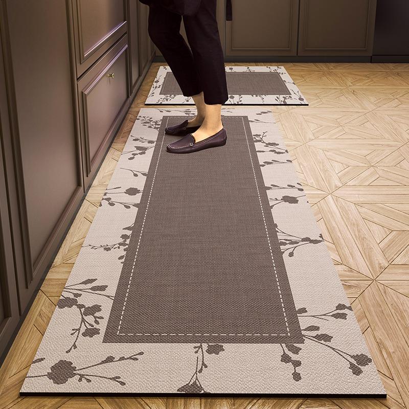 Pvc Kitchen Floor Mat Retro Style Non-slip Oil-proof Carpet Leather Waterproof Foot Mats Long Strip Home Decoration Rug Alfombra