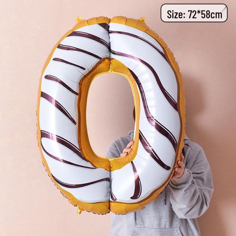 40-Inch Donut Number Balloons for Kids' First Birthday or Kindergarten Party Decorations