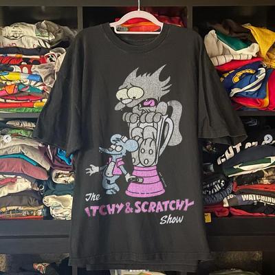 Itchy And Scratchy Promo Washed TShirt New SpringSummer Arrivals Streetwear Unisex Women