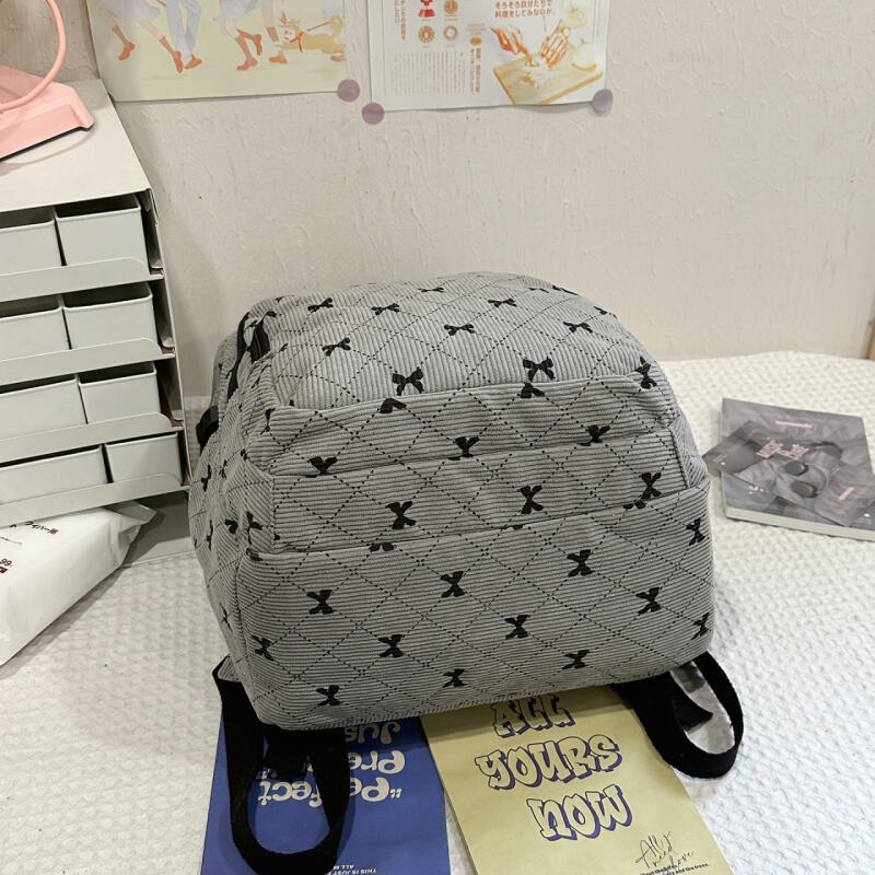 Dreiteiliger Schleifen-Rucksack Cord-Rucksack Schülerschultasche