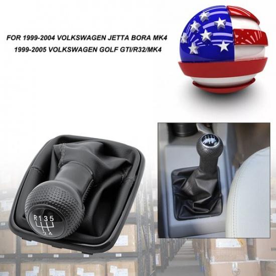 5-SPEED Shift Knob Shifter Gear Boot For 99-2005 VW Golf Bora Jetta GTi R32 MK4