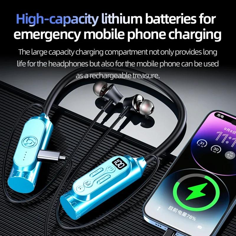 12000mAh 30000Stunden Wiedergabe Kabellose Bluetooth-Kopfhörer Magnetisches Sport-Lauf-Headset Nackenband Sport-Ohrhörer Geräuschunterdrückung