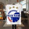 1PC Blue Claw Emblem Custom Name Patterned Flannel Blanket Suitable For All Seasons For Home Decor Warmth And Comfort Gifts Holiday Present