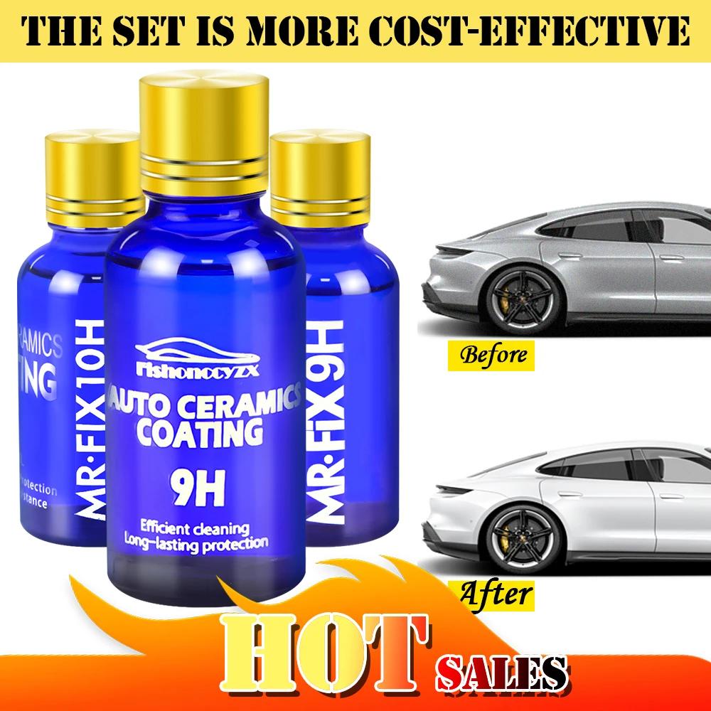 3PCS Ceramic Coating Polishing Wax Super Hydrophobic Paint Care Durability Anti-Corrosion Plated Crystal Car Liquid Glass