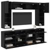 TV Wall Unit Set with LED 6 Pcs Black Oak Wood Based Material