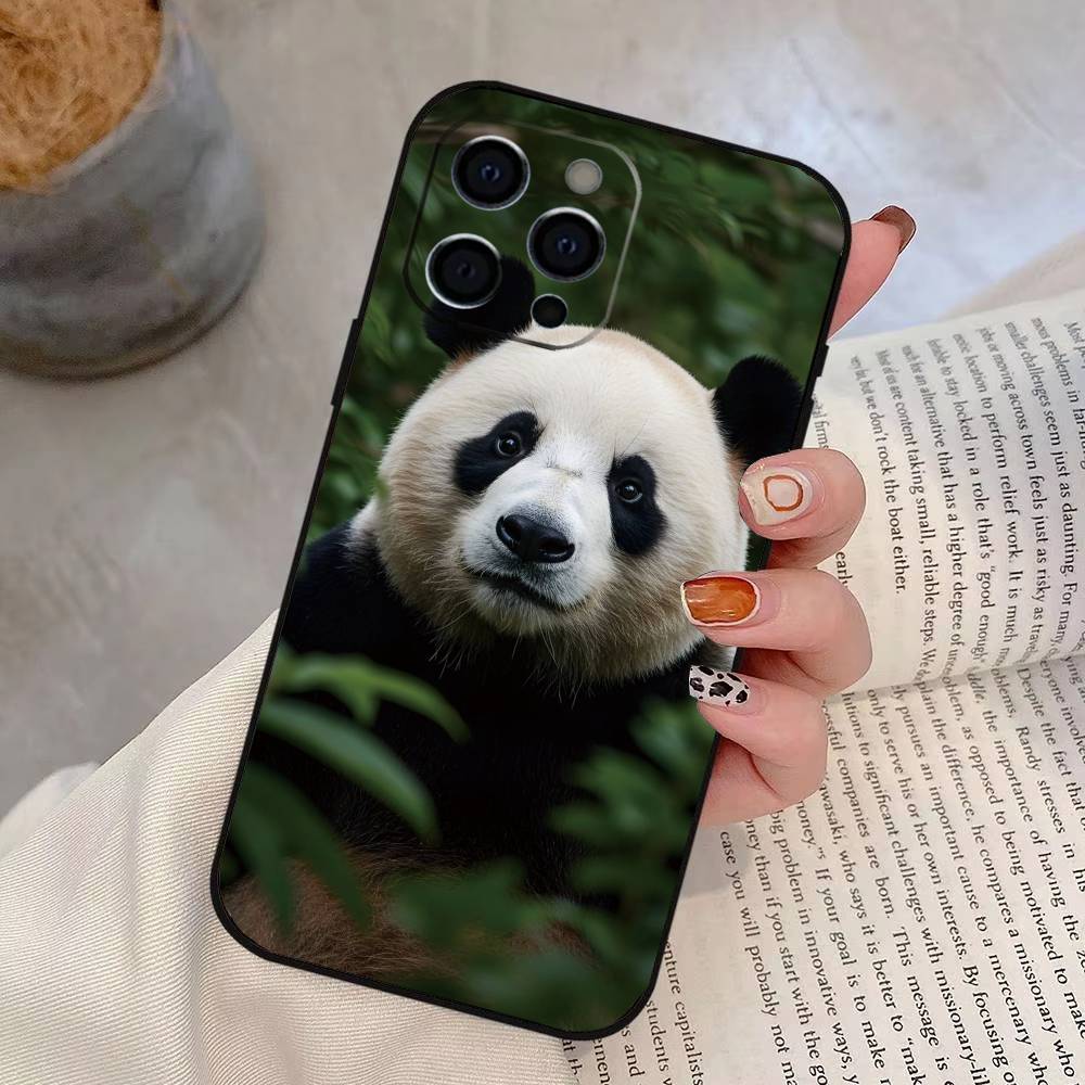 

Animal Panda Phone Case For iPhone 17,16,15,14,13,12,11 Plus,Pro Max,XS,Soft Silicone Black Cover iPhoneXsMax