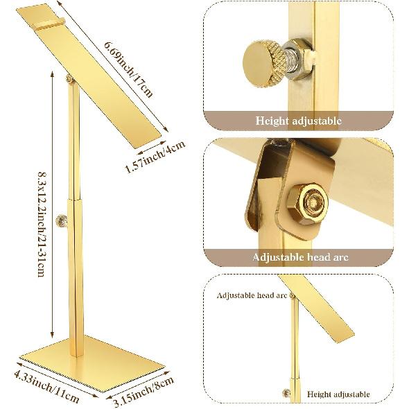 Therwen 4 Pcs Shoe Display Stand Gold Rack Stainless Steel Shoe Stand Golden Metal Riser High Heel Display Rack Holder for Home Shopping Malls(Square