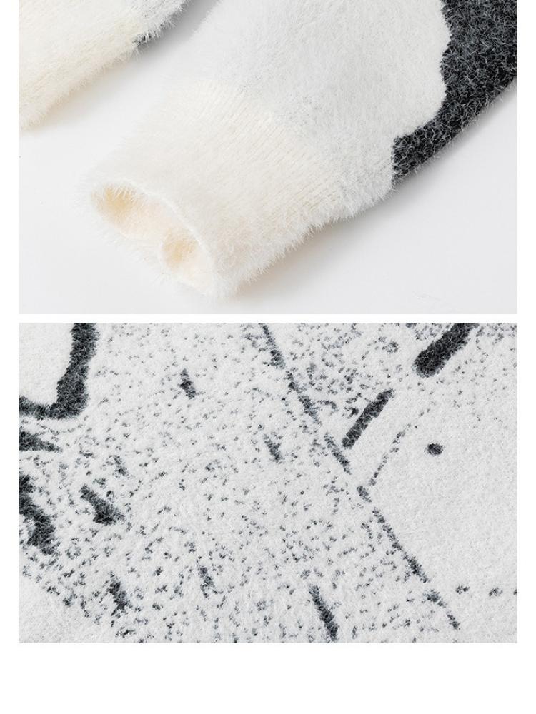 Pullovers Long Sleeves Sweaters Unisex Sweater Spring Autumn Floral Pattern Texture Round Neck Colorblocking Knitted Bottoming Retro Wool Sweater