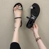 Slippers Women's Summer Wear Mirror Cover Toe Classic Internet Celebrity Rhinestone Cover Toe Flat Bottom Fashion Versatile Slope Heel Beach Sandals