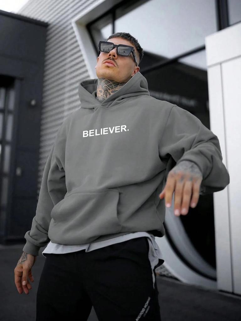 2025 Autumn/Winter Hoodie with Letter Print of Believer's Lettering in Simple Onigiri Style Made of Environmentally Friendly