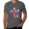 Russian Flag And Cute Russian Girl With Samovar TShirt Soft Cotton Print TShirt