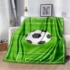 Soccer Football Field Print Flannel Blanket Soft Warm Throw Sofa Bedroom Game Room Birthday Gift Indoor Home Bedding Decor