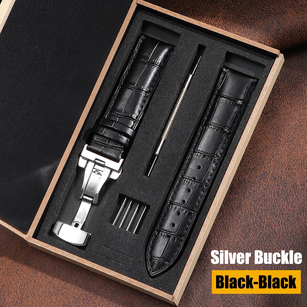 Uhrenarmband 16mm 18mm 19mm 20mm 21mm 22mm 24mm Echtlederarmband Uhrenarmband mit Box Faltschließe Herren Damen Gürtel Armband