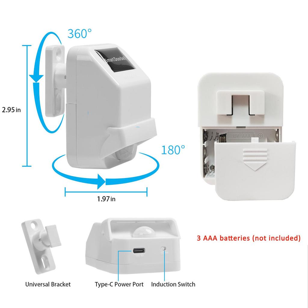 Smart Infrared Doorbell with Time Display & Motion Detection for Home Security