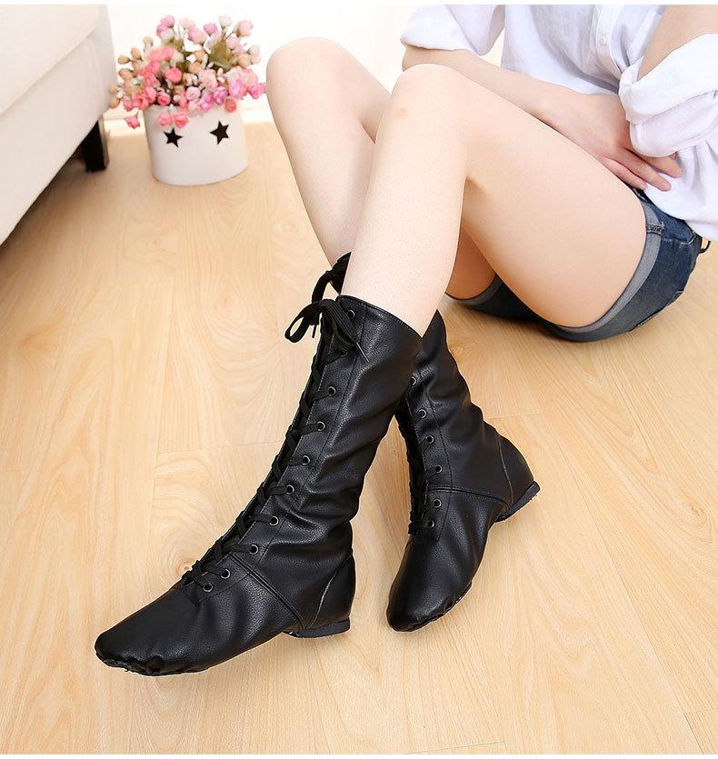 Zapatos de Jazz Suela Blanda PU para Niños y Adultos - Zapatos de Ballet de Cuero Negros para Niñas