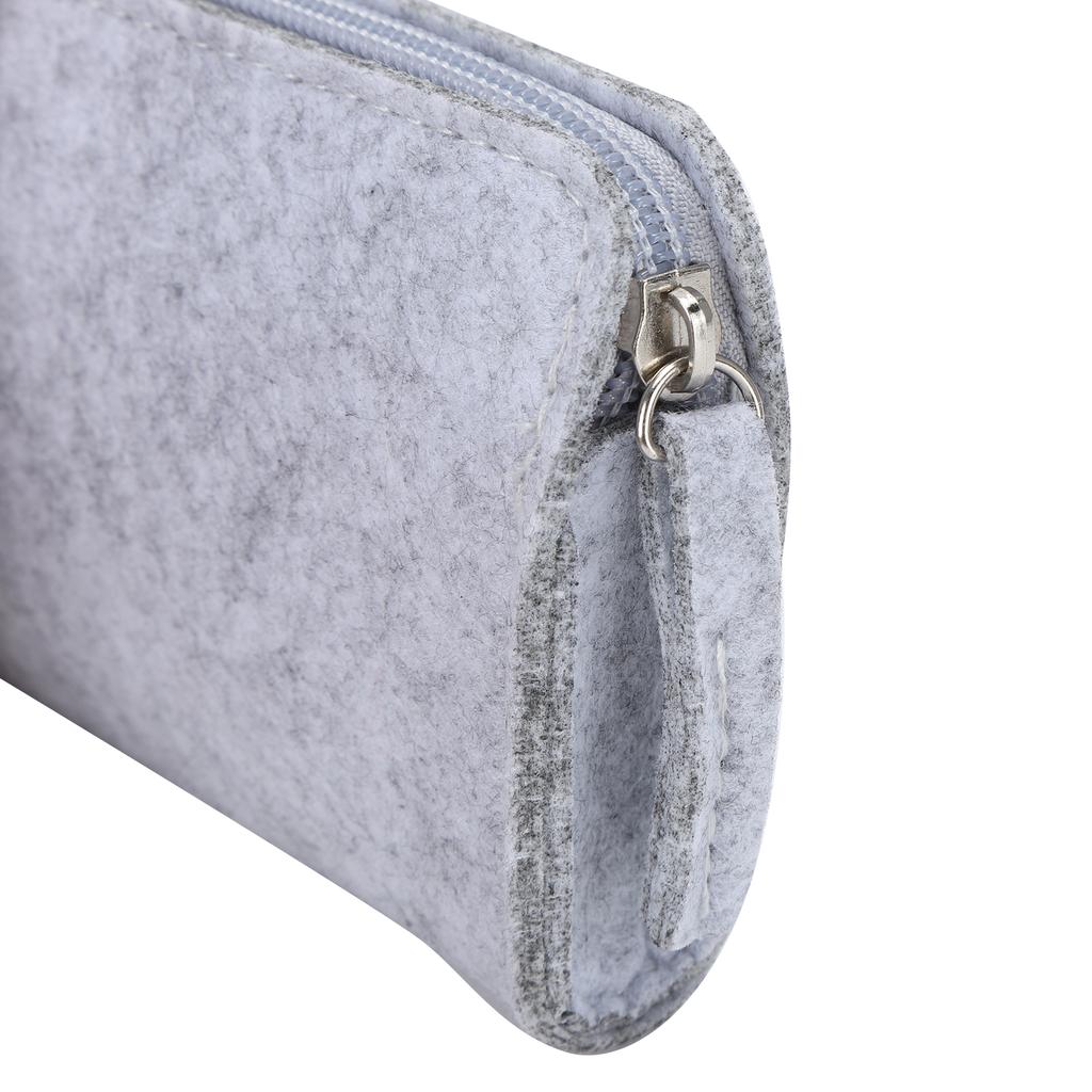 Pen Case Felt Storage Pencil Bag Thickened Flat Paint Brush DustProof Storage Tools(Light Gray )