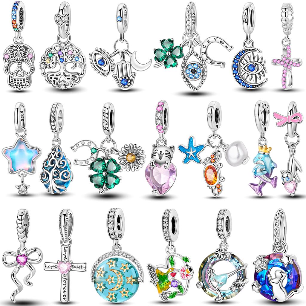 100% Copper Charms Bead Fit Original Bracelet Cz Inlaid Zirconium Pendent Dangle For Women Diy Jewelry Gift