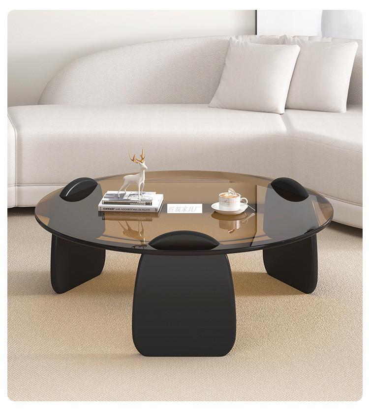 Nordic Minimalist Round Tempered Glass Coffee Table for Living Room - Elegant Light Luxury Italian Style for Small Apartments