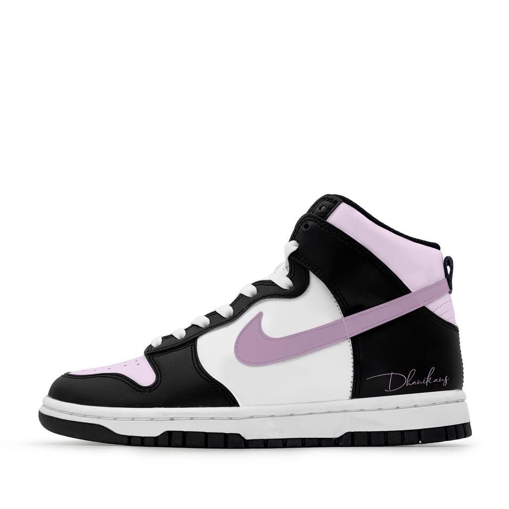 Nike Dunk Thermal Cushioning Abrasion Resistant High top Skateboard Shoes Women's Black White Purple DD1869-103(Team661-)