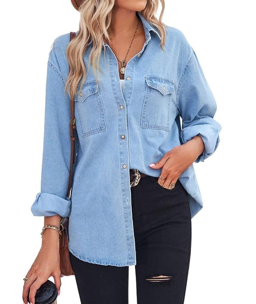 Women's Slimming Denim Jacket: Cross-border Style, Single-breasted, Long-sleeved, Casual Shirt