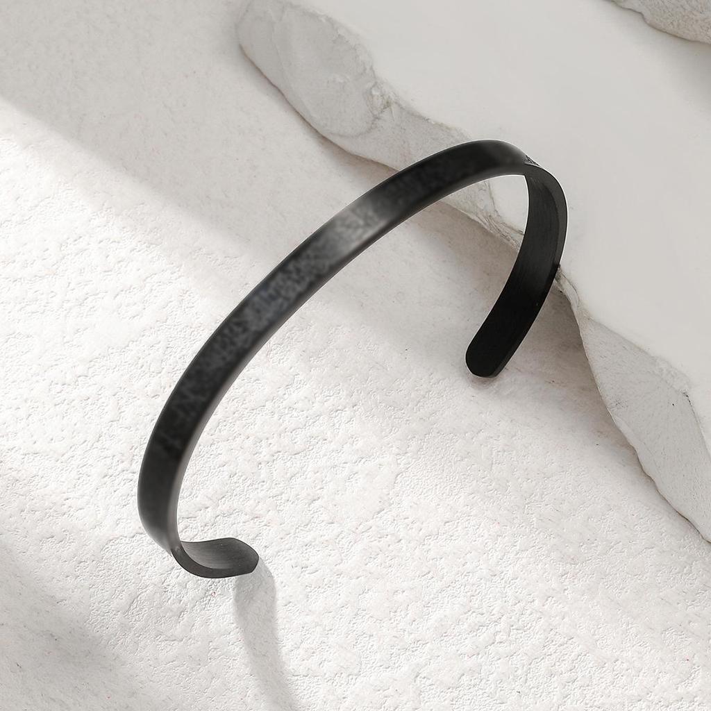6mm Titanium Steel C-Shaped Open Bangle Bracelet - Versatile Niche Jewelry Piece
