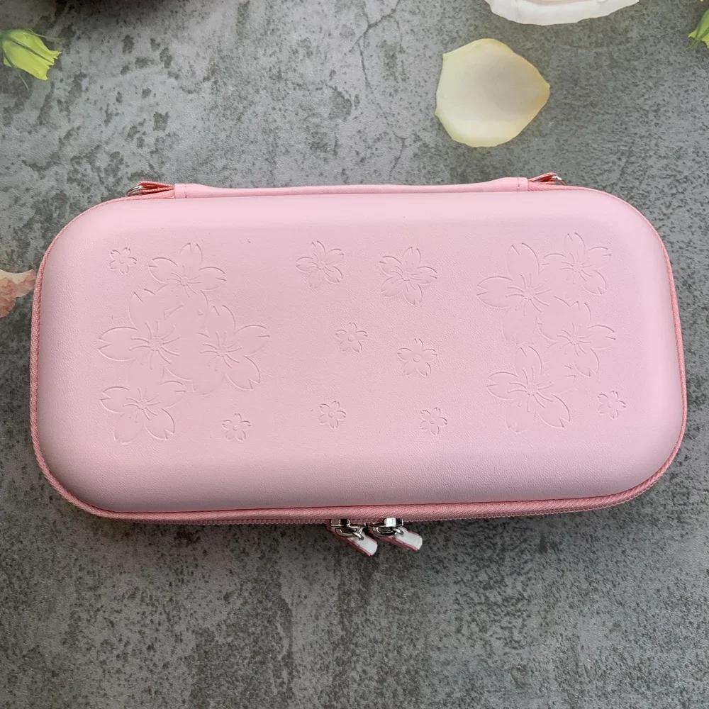 Pink Cherry Blossoms Shell Portable Carry Bag for Switch OLED PU Waterproof Pouch Case Storage Cover Box for Switch